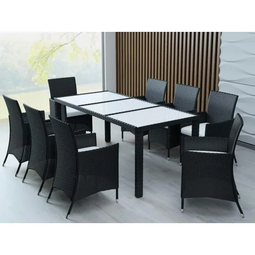 Polyrattan Sitze 17 Stück schwarz stapelbar
