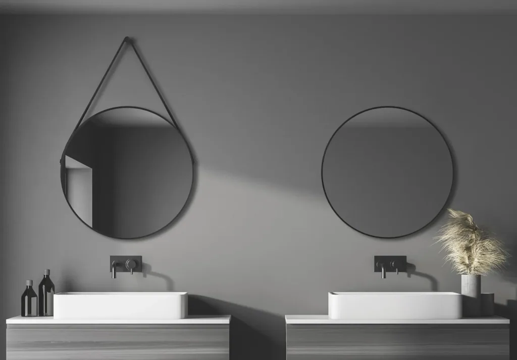 Dekorativer runder Wandspiegel in schwarz matt Ø 80 cm - hochwertiger robuster Aluminiumrahmen