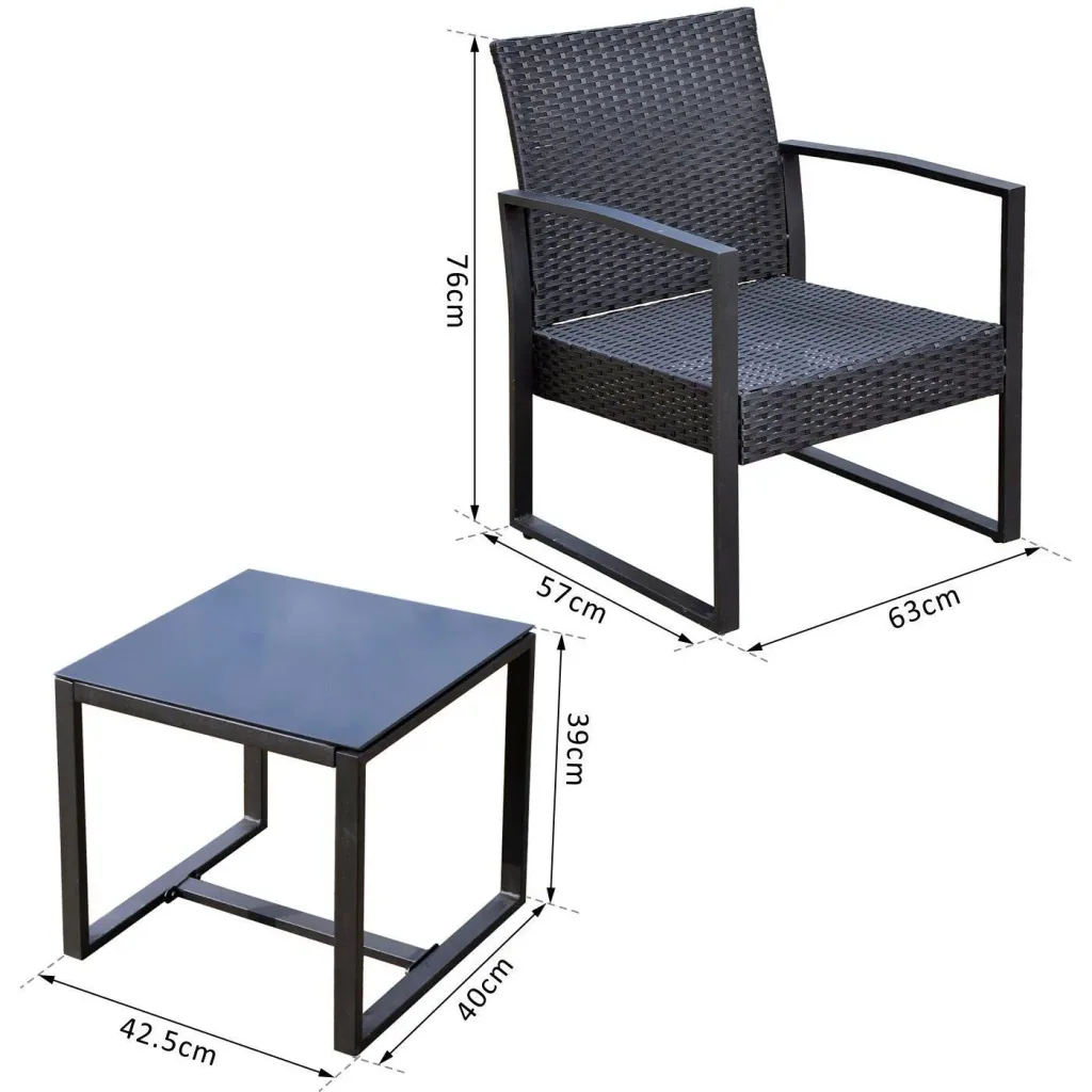 Sitzgruppe Polyrattan Gartenset 5 tlg, mit Kissen Schwarz