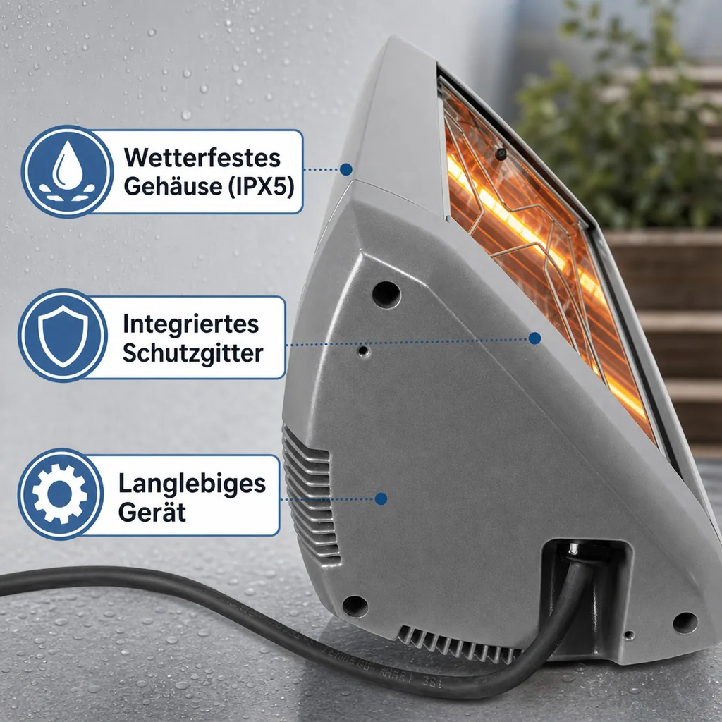 Heizstrahler, Terrassenheizstrahler, Wärmestrahler terrasse - Modell HELIOSA 9, Mit Schutzgitter, Infrarot, Silber