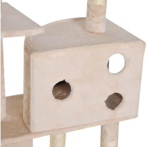 Kratzbaum Katzenbaum Kletterbaum Futterschale Leiter Beige L150 x B60 x H170 cm