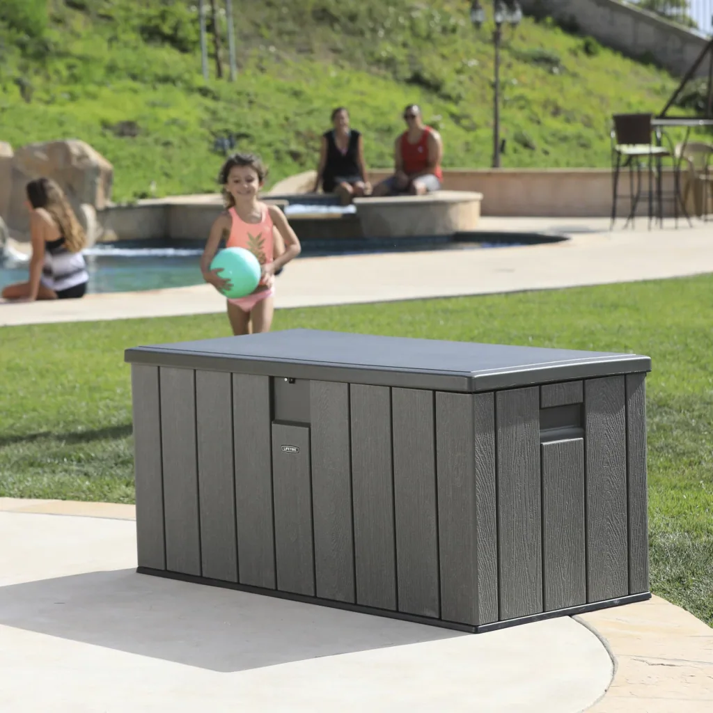 Lifetime Kissenbox 570 L Grau 150.7×71.9×69.1 cm – wetterfeste Auflagenbox aus HDPE