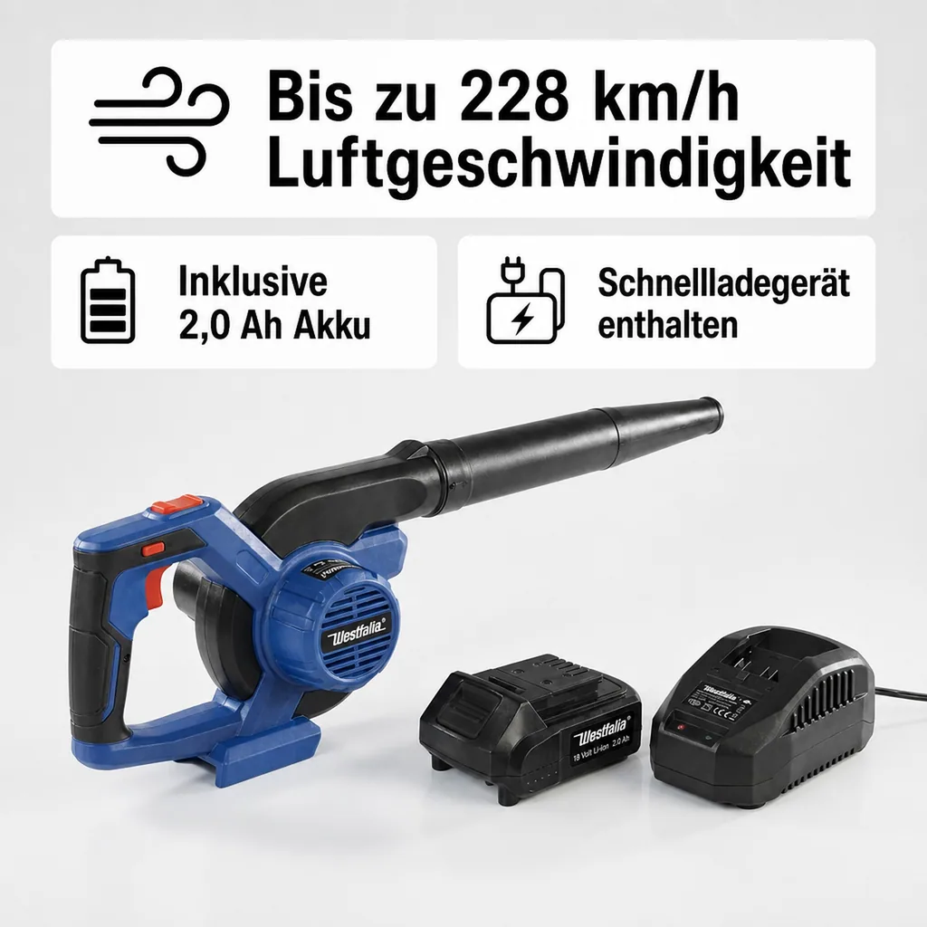 Multifunktionsgebläse 18 Volt Li-ion AMG 18 inklusive 1 Akku 2,0 Ah und Ladegerät