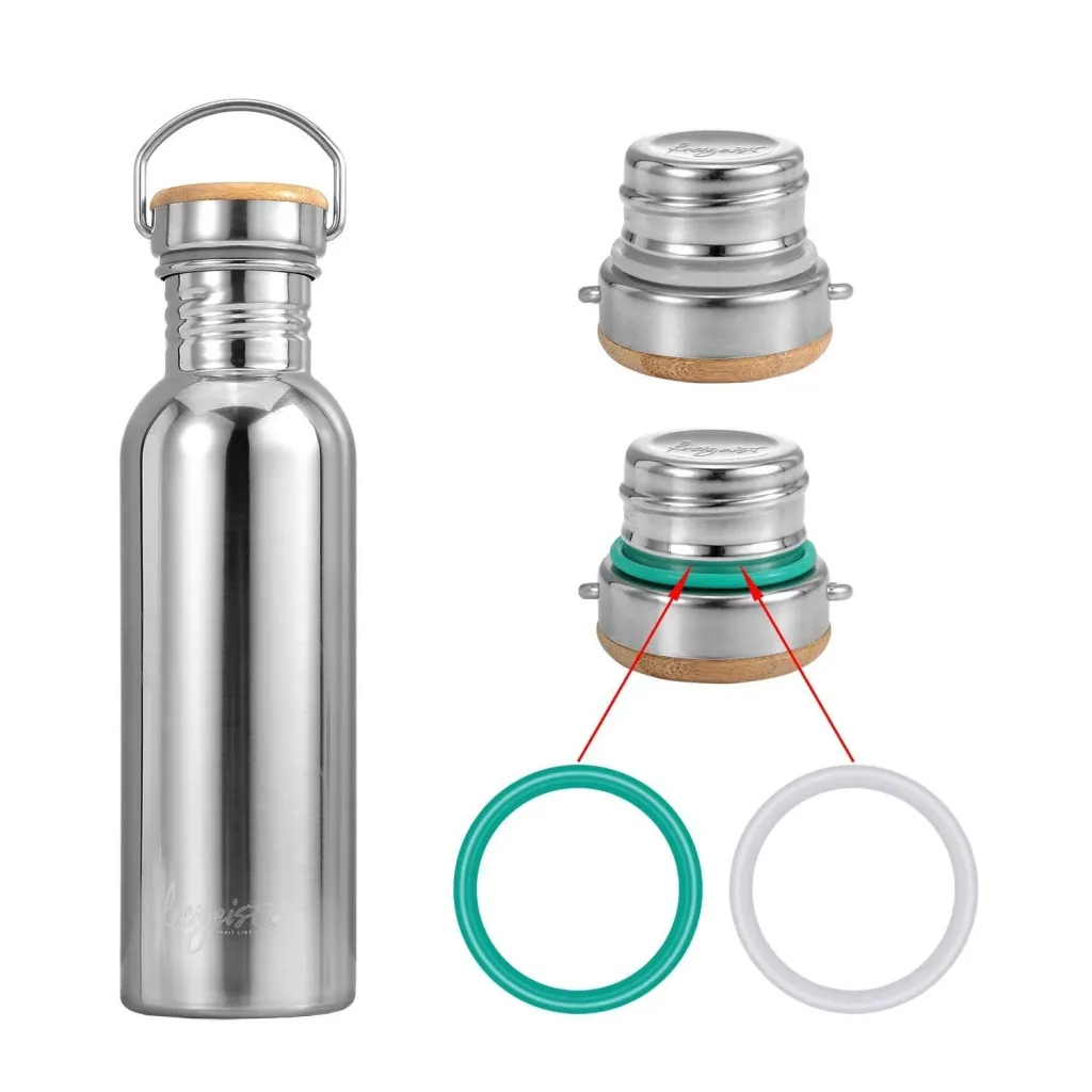 Edelstahlflasche 750ml, poliert mit aquabook Flaschenbürste XL