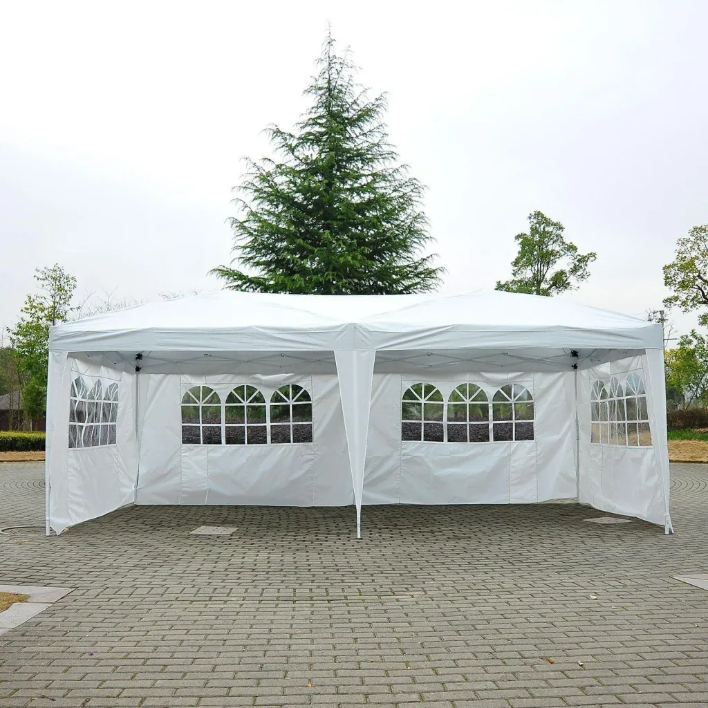 Faltpavillon Pavillon Partyzelt Gartenzelt inkl. 4 Seitenteile Weiß 3x6m