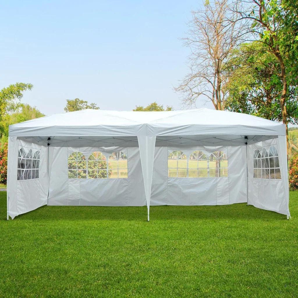 Faltpavillon Pavillon Partyzelt Gartenzelt inkl. 4 Seitenteile Weiß 3x6m