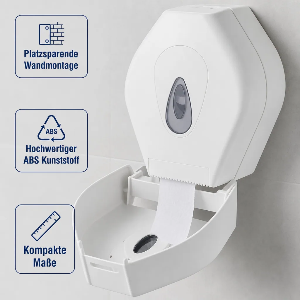 Toilettenpapierhalter, Klopapierhalter, Toilettenpapierspender - PQMidiJ, Großrollenspender midi, Kunststoff