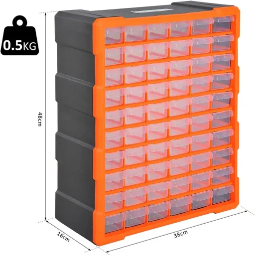 Sortimentskasten Kleinteilemagazin 60 Schubfächer Orange