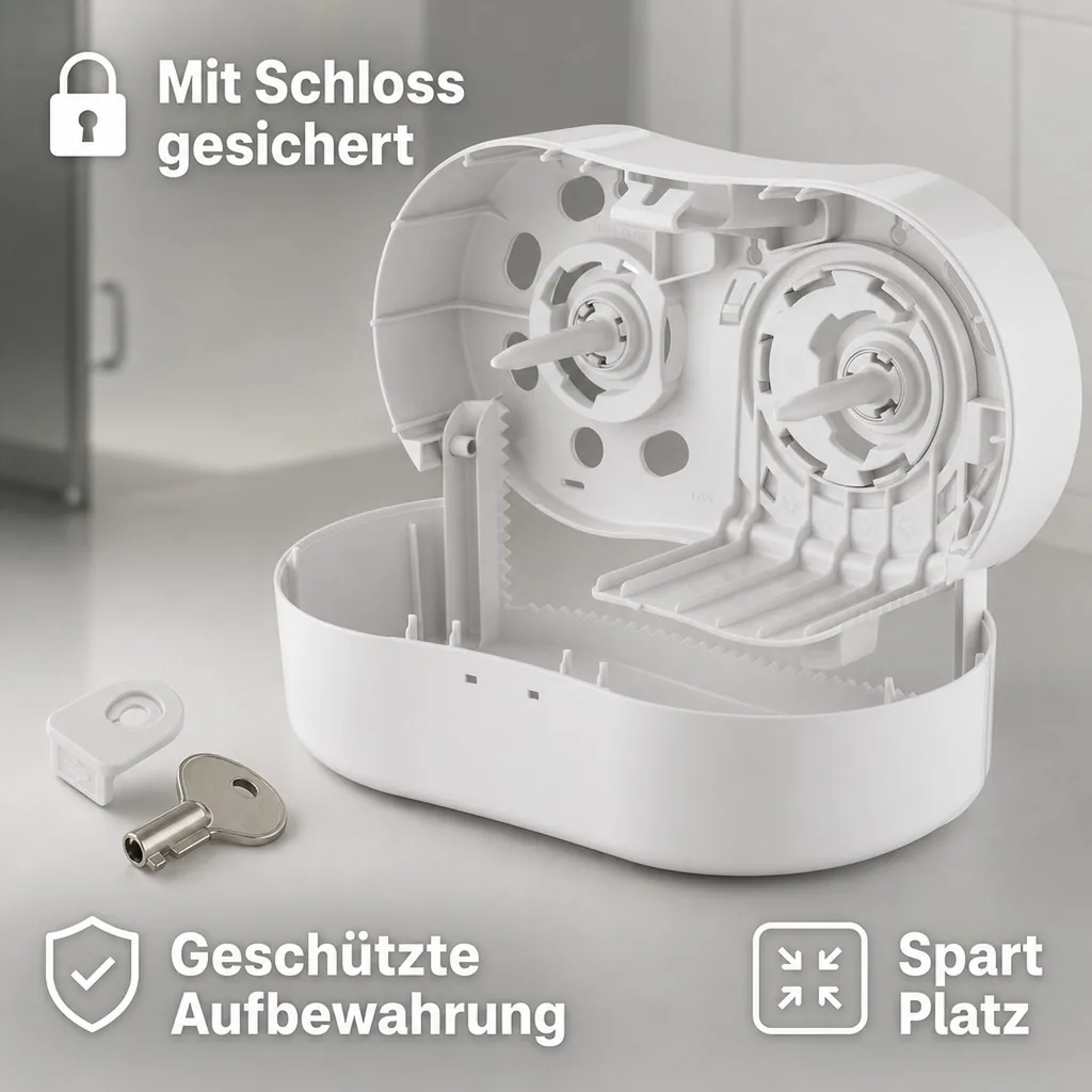 Toilettenpapierhalter, Klopapierhalter, Toilettenpapierspender - PQTMCDuo, für 2 Rollen, Kunststoff