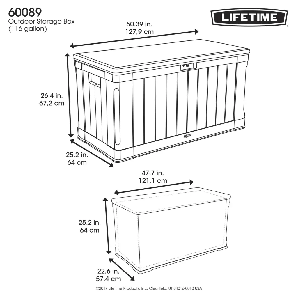 Lifetime Kissenbox Premium 440 L 127,9×64×67,2 cm Braun – wetterfestes HDPE, bis 300 kg belastbar
