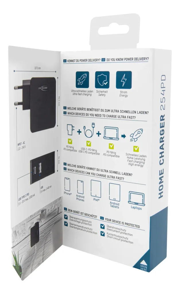 USB Ladegerät USB-A und USB-C mit 60 Watt