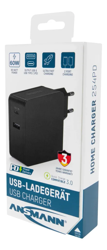 USB Ladegerät USB-A und USB-C mit 60 Watt
