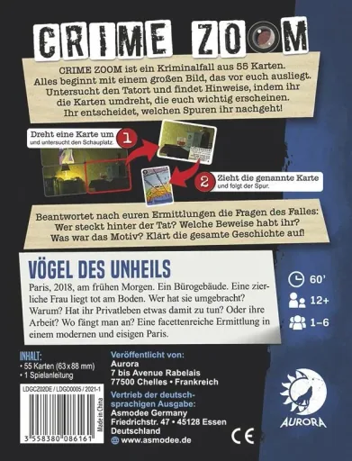 Crime Zoom - Vögel des Unheils - Krimispiel im Taschenformat