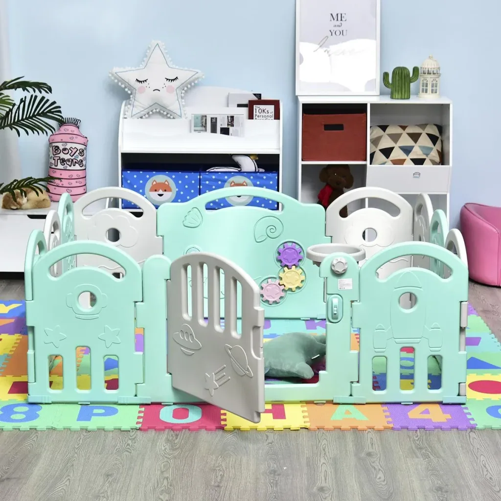 Baby Schutzgitter mit Ballkorb und 3 Zahnräder