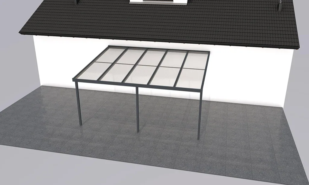 Terrassendach Premium, anthrazit, 5100 x 4060 mm - 10mm Verbundsicherheitsglas (VSG)