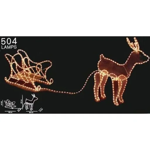 Nampook Weihnachtsbeleuchtung - Rentier mit Schlitten - 60 x 28 x 77 cm