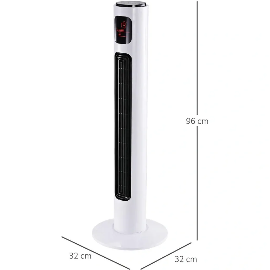 Turmventilator 70° oszillierender Standventilator 96 cm Säulenventilator 45 W 3 Modi ABS-Kunststoff Weiß+Schwarz