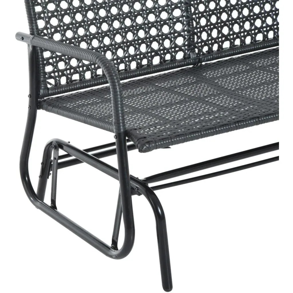 Schaukelbank Gartenschaukel Polyrattan 2-Sitzer schwarz