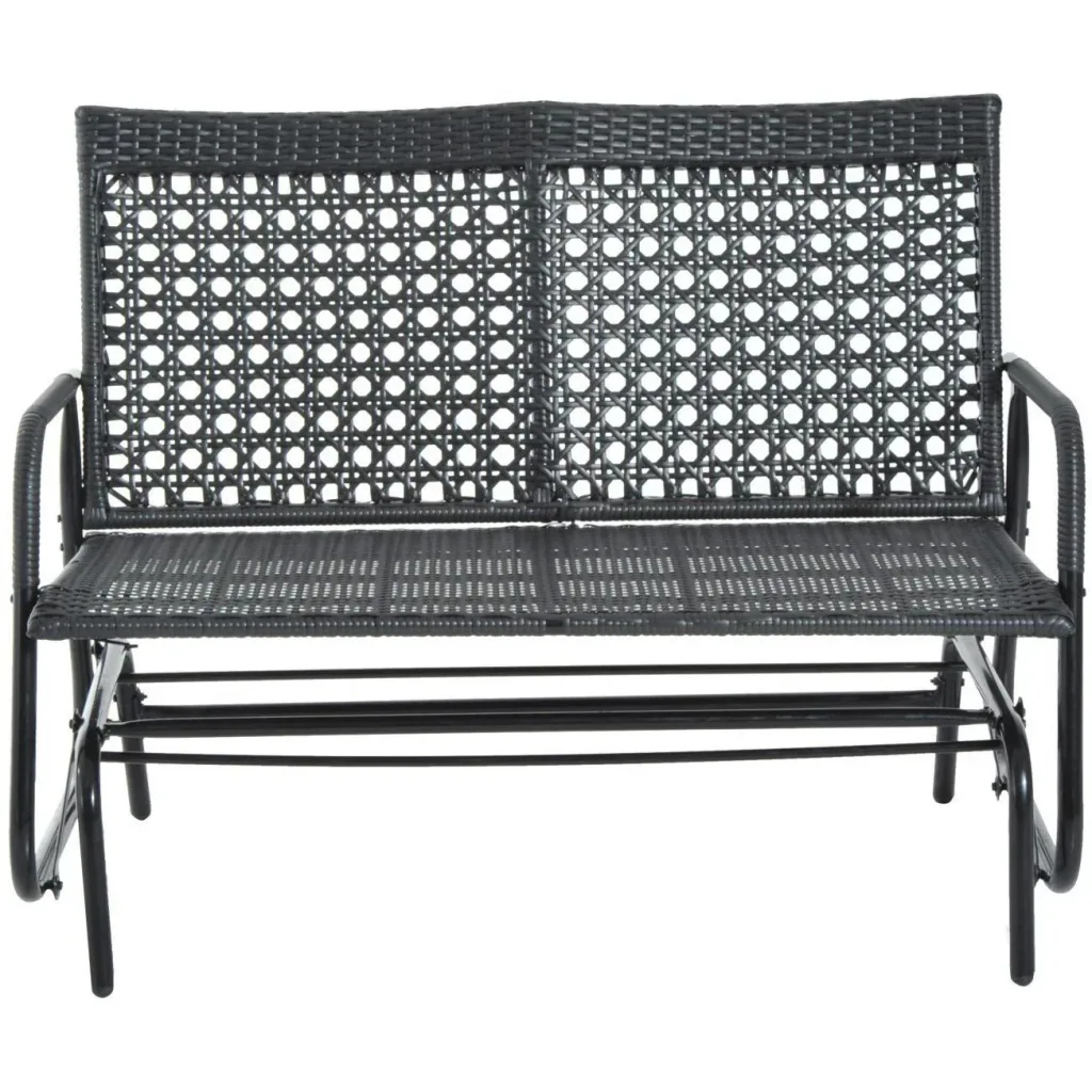 Schaukelbank Gartenschaukel Polyrattan 2-Sitzer schwarz