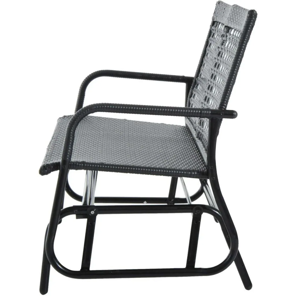 Schaukelbank Gartenschaukel Polyrattan 2-Sitzer schwarz
