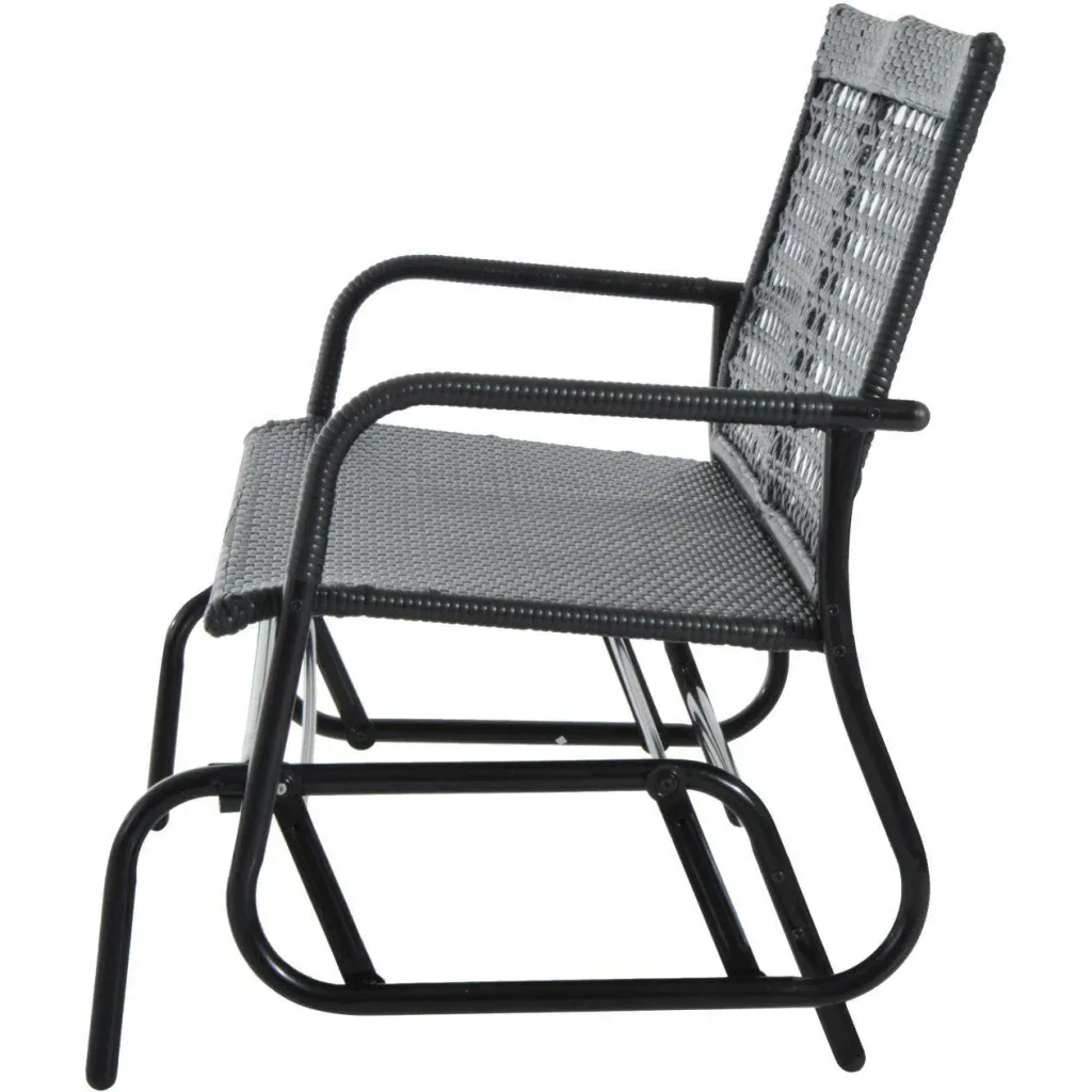 Schaukelbank Gartenschaukel Polyrattan 2-Sitzer schwarz