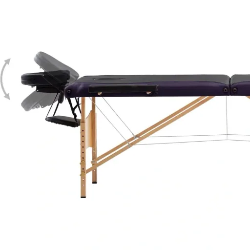 Klappbarer Massagetisch 3 Zonen Holz schwarz und lila