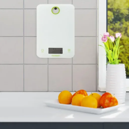 Digitale Küchenwaage Weiß/Grünes Glas