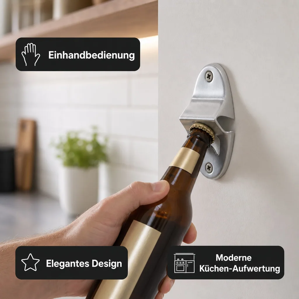 Flaschenöffner wand, Wandkapselheber - Einhandbedienung & elegantes Design für müheloses Flaschenöffnen