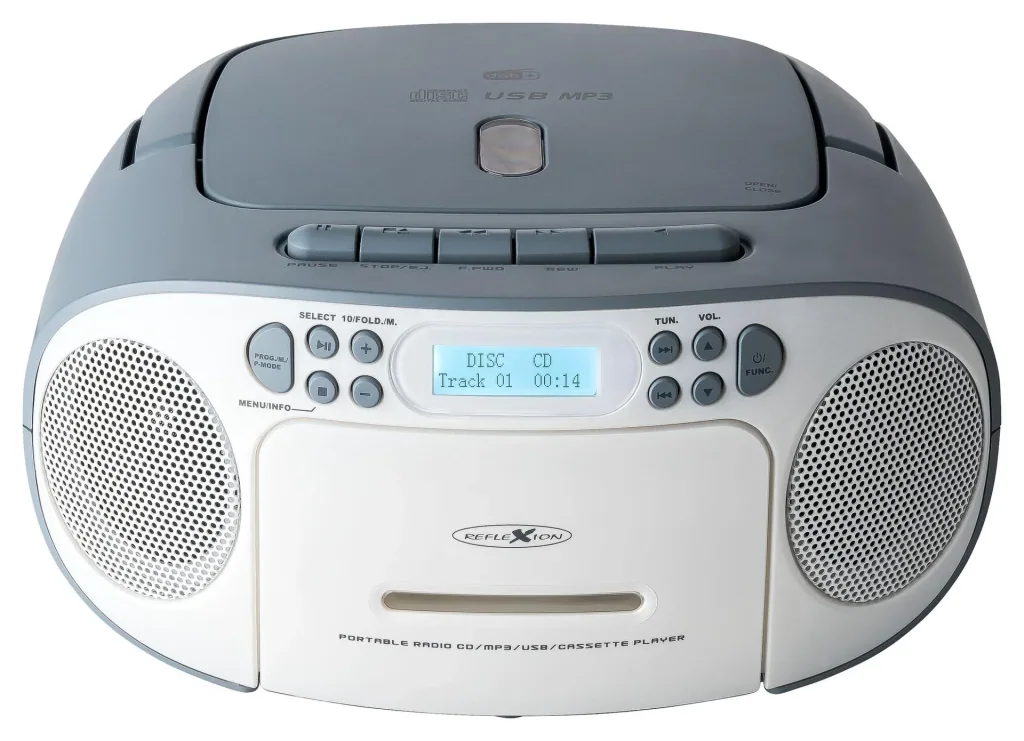 CD Radio Boombox mit DAB+/UKW-Radio, MP3/CD, Kassette und AUX-IN, blau