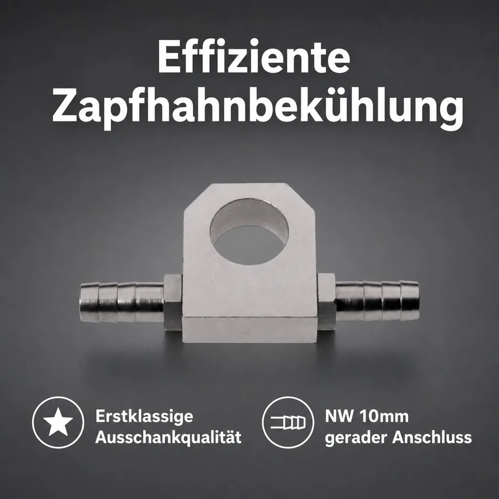 Hahnkühlplatte für Begleitkühlung - Messing vernickelt - NW 10mm gerade