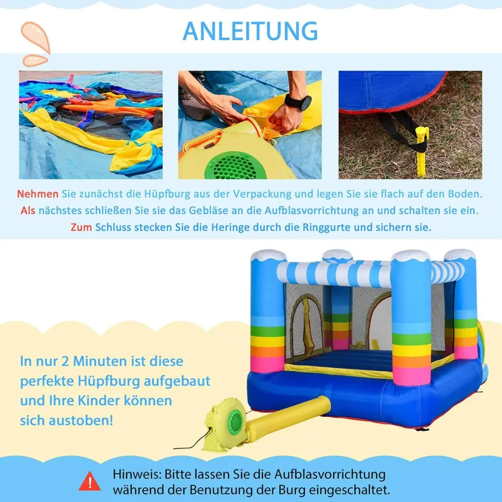Kinderhüpfburg im Regenbogen-Design bunt