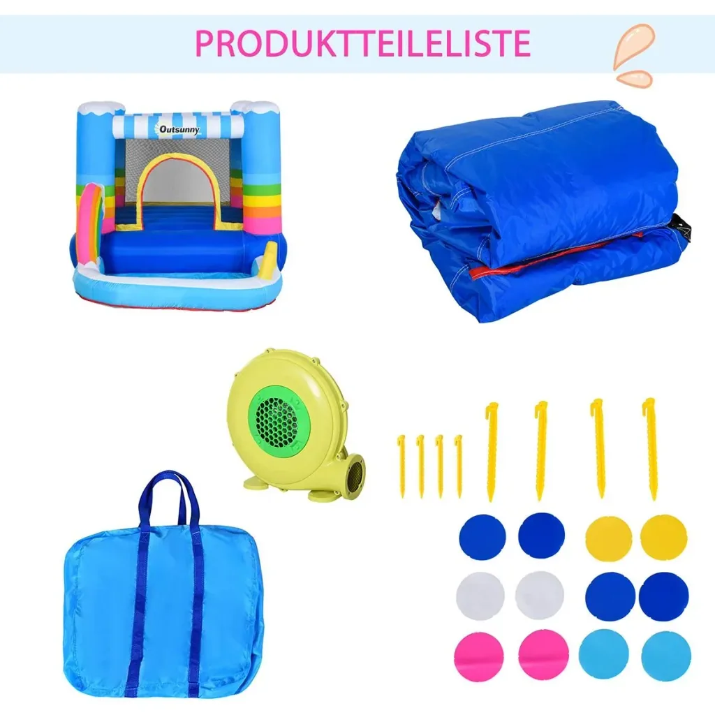 Kinderhüpfburg im Regenbogen-Design bunt