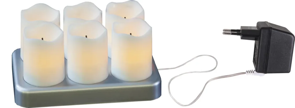 LED Kerzen Set - 6 Stück mit Ladestation