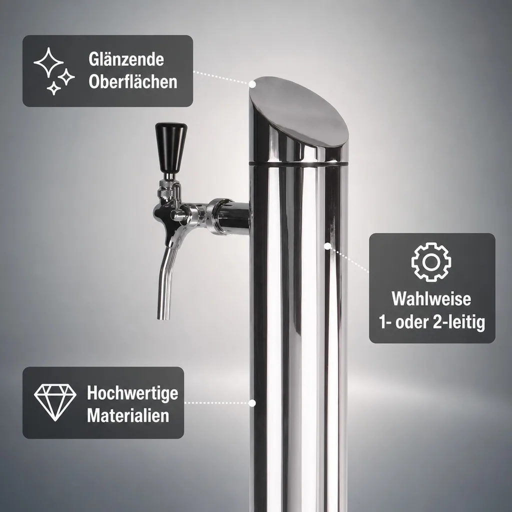 Schanksäule, Bierzapfsäule - Modell Tower, poliert, 1-leitig