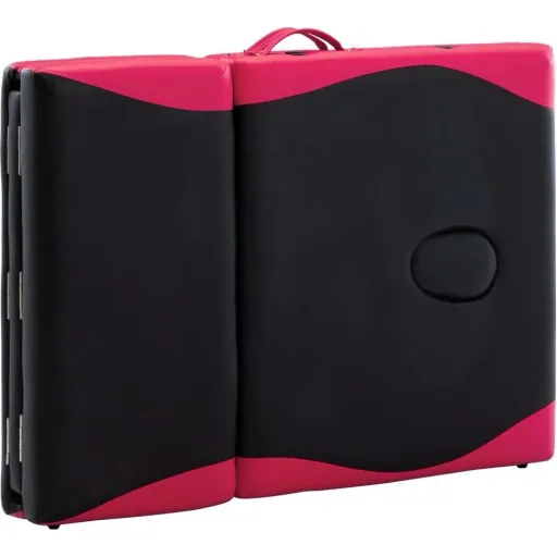 Klappbarer Massagetisch 4 Zonen Holz schwarz und rosa