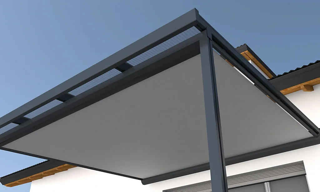 Unterdachmarkise St. Tropez, 3 x 3 m, Farbe anthrazit Stoff 314028, manueller Antrieb