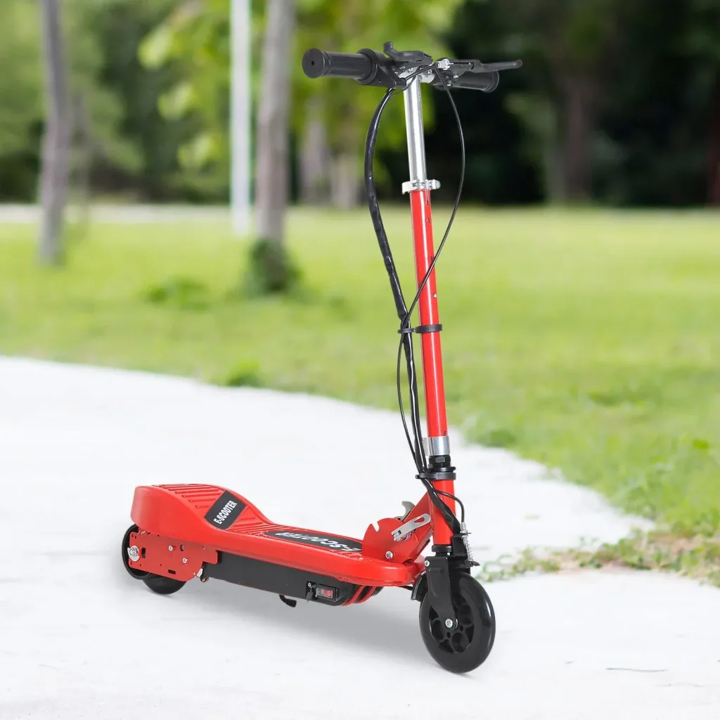 Elektroroller E-Scooter Cityroller klappbar Jugend Roller 12 km/h Kinder Metall Rot L74"W36"H73-91cm