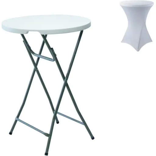 Klappbarer Stehtisch - 80 x 110 cm MIT weißem Bezug