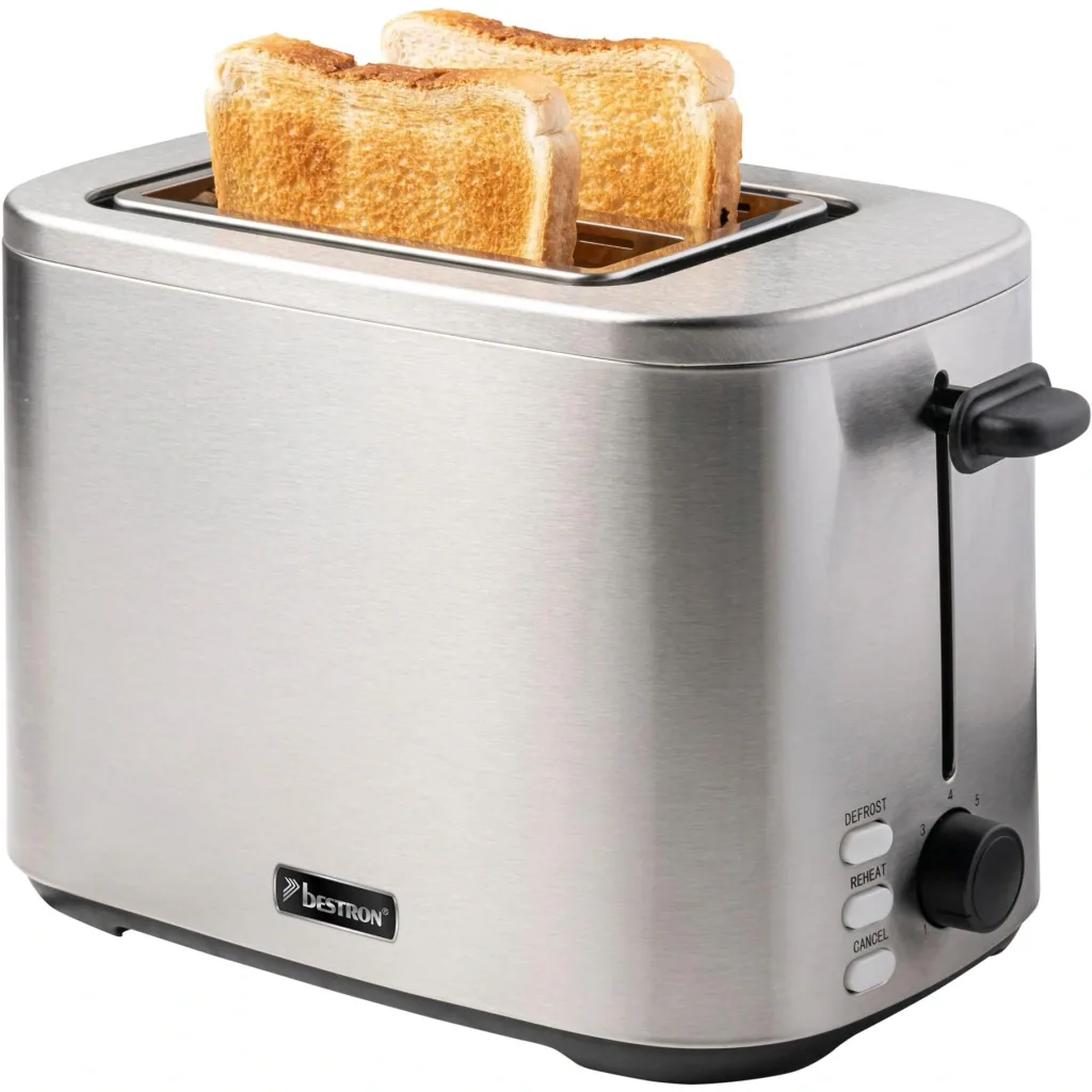 Toaster Edelstahl für 2 Toastscheiben mit Brötchenaufsatz, 800 Watt - ATO800STE