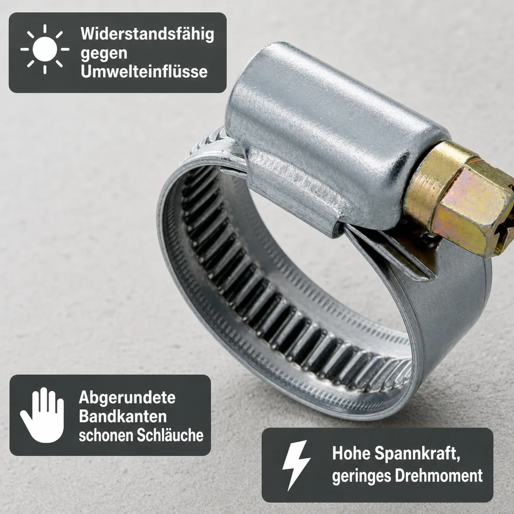 Schlauchschellen, Edelstahl, 12 mm, 25-40 mm, DIN 3017