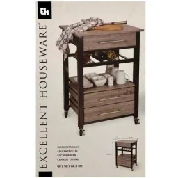 Excellent Houseware Luxury Kitchen Trolley - Metall und Holz 600X500X845MM