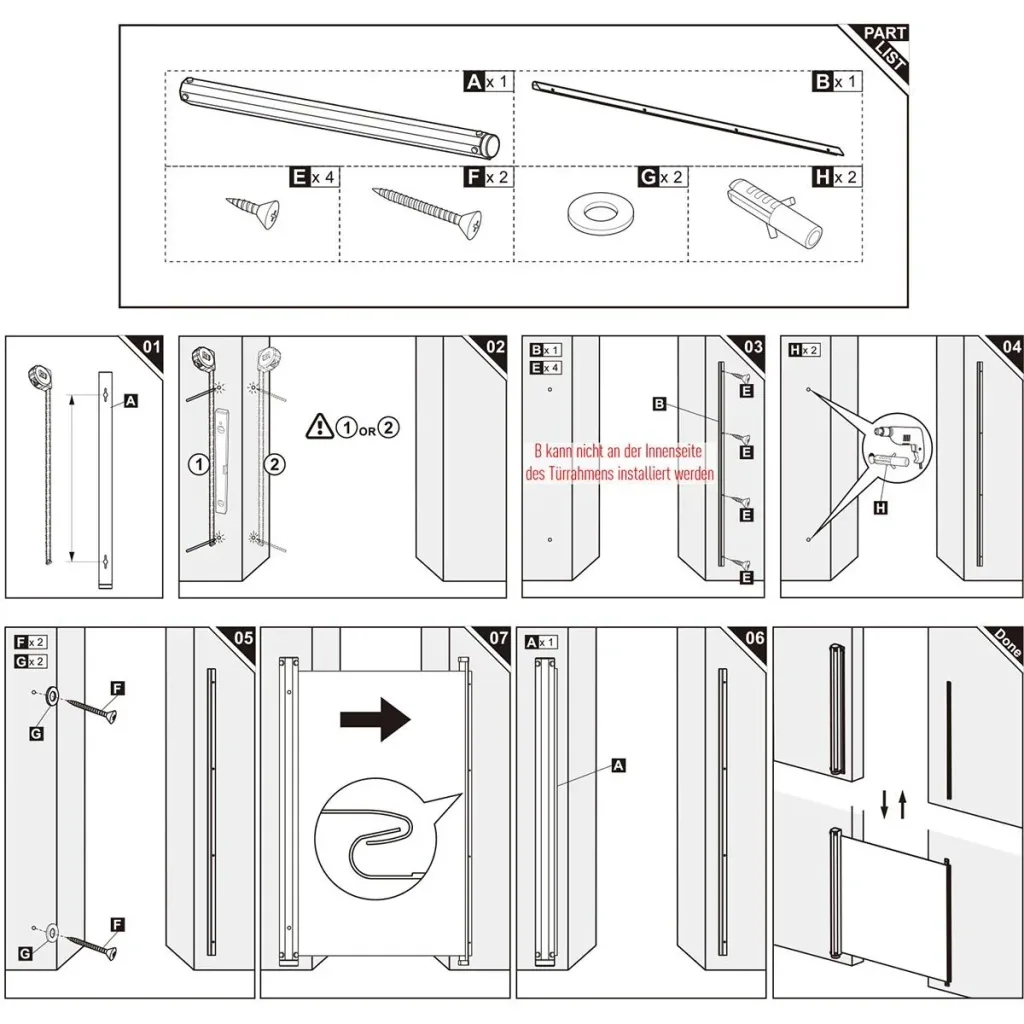 Türschutzgitter einrollbar grau