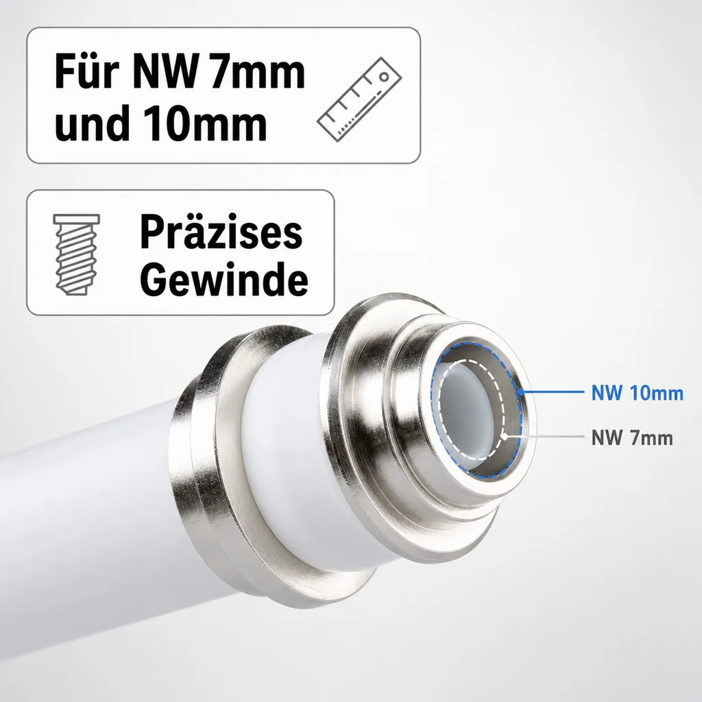 Quetschverschraubung, Quetschtülle, Quetschbuchse für Gewinde 5/8" - Sichere & Tropffreie Schlauchverbindung, NW: 7 mm
