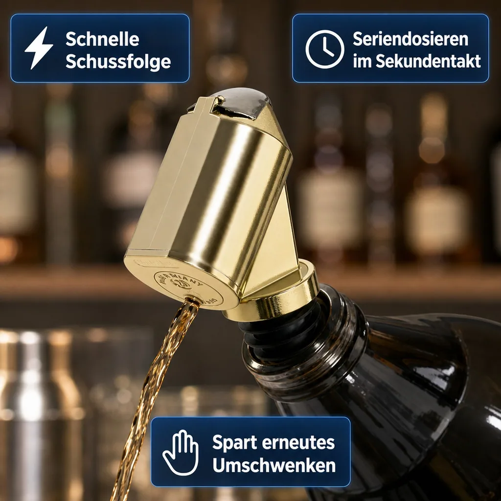 Flaschenportionierer, Ausgießer - Bottle Master 3000, gold, für 0,5 - 1,5 L Flaschen, Ausschankmenge: 40 ml