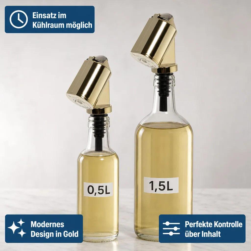 Flaschenportionierer, Ausgießer - Bottle Master 3000, gold, für 0,5 - 1,5 L Flaschen, Ausschankmenge: 40 ml