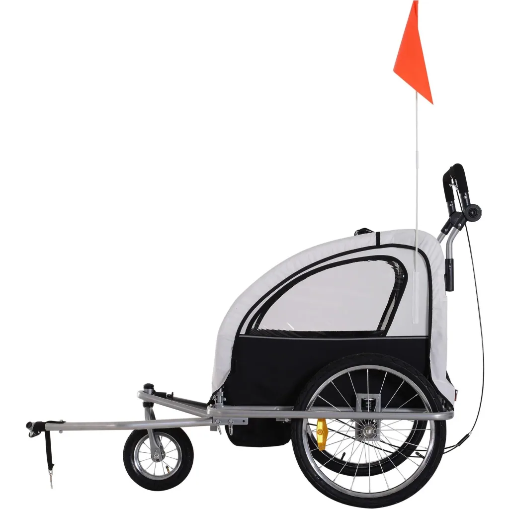Fahrradanhänger Kinder Weiß-Schwarz 2 in 1 Jogger