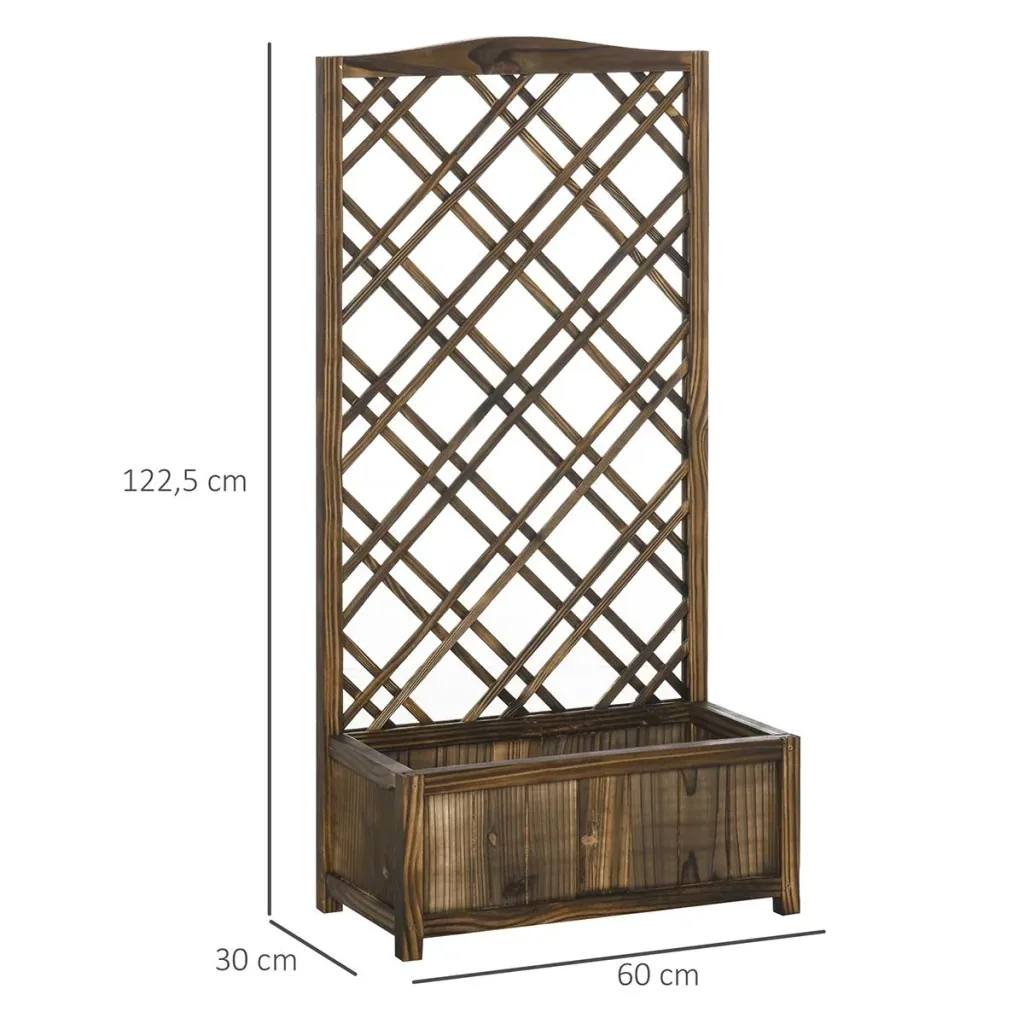 Pflanzkasten Blumenständer Rankgitter Rankkasten Rosenbogen Garten Holz Braun 60 x 30 x 122,5 cm