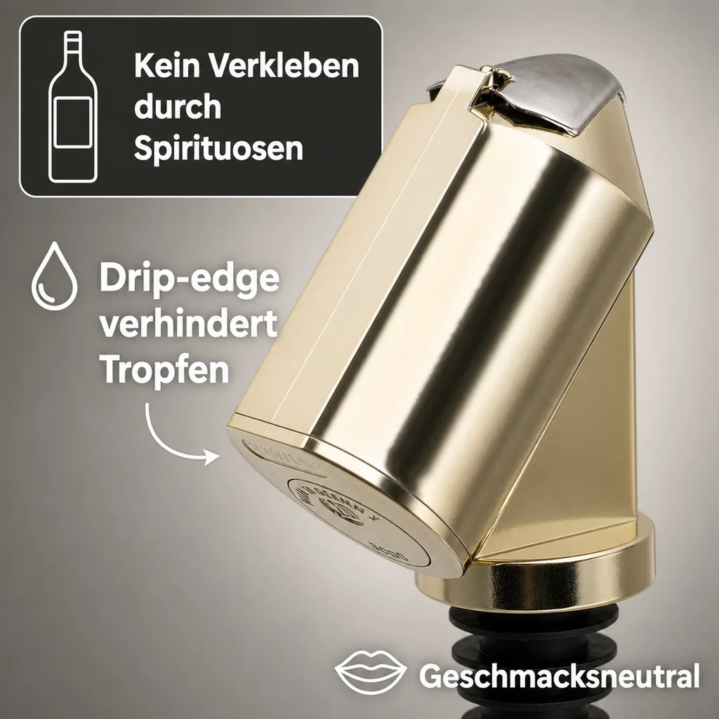 Flaschenportionierer, Ausgießer - Bottle Master 3000, gold, für 0,5 - 1,5 L Flaschen, Ausschankmenge: 50 ml
