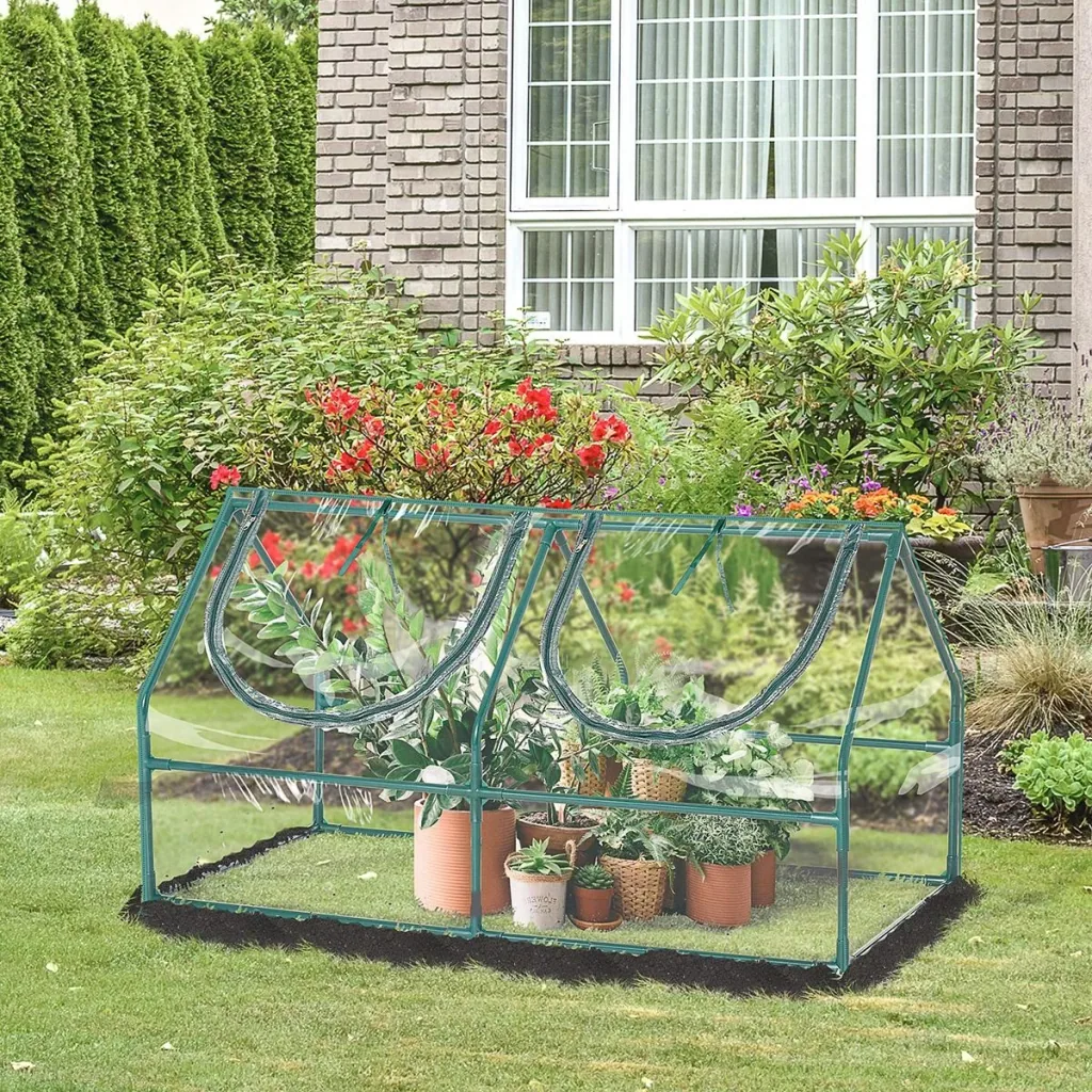 Gewächshaus mit Fenster PVC Treibhaus Tomatenhaus Frühbeet 120x60x60cm transparent