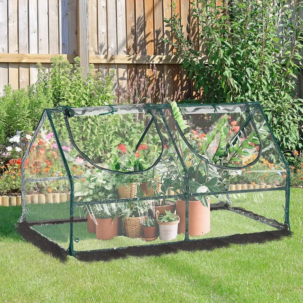 Gewächshaus mit Fenster PVC Treibhaus Tomatenhaus Frühbeet 120x60x60cm transparent